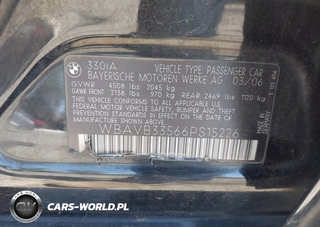 2006 BMW 330I VIN:WBAVB33566PS15226 - 9