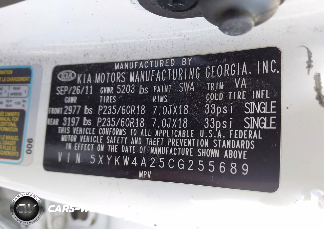 2012 Kia Sorento Sx V6 VIN:5XYKW4A25CG255689 - 9