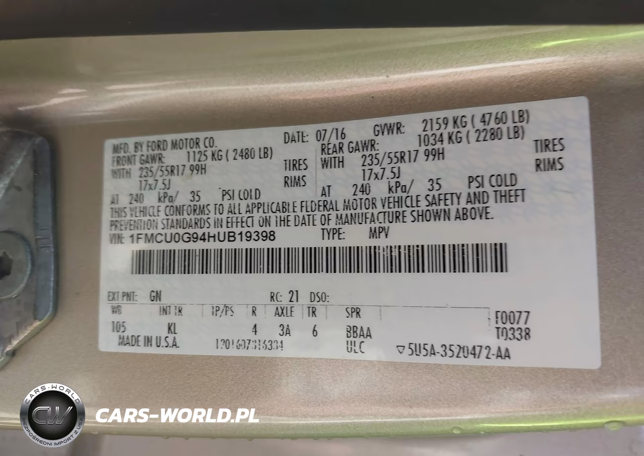 2017 Ford Escape Se VIN:1FMCU0G94HUB19398 - 9