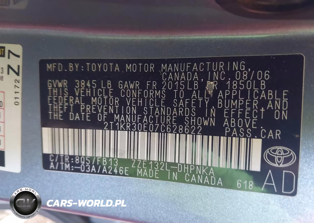 2007 Toyota Matrix Xr VIN:2T1KR30E07C628622 - 9