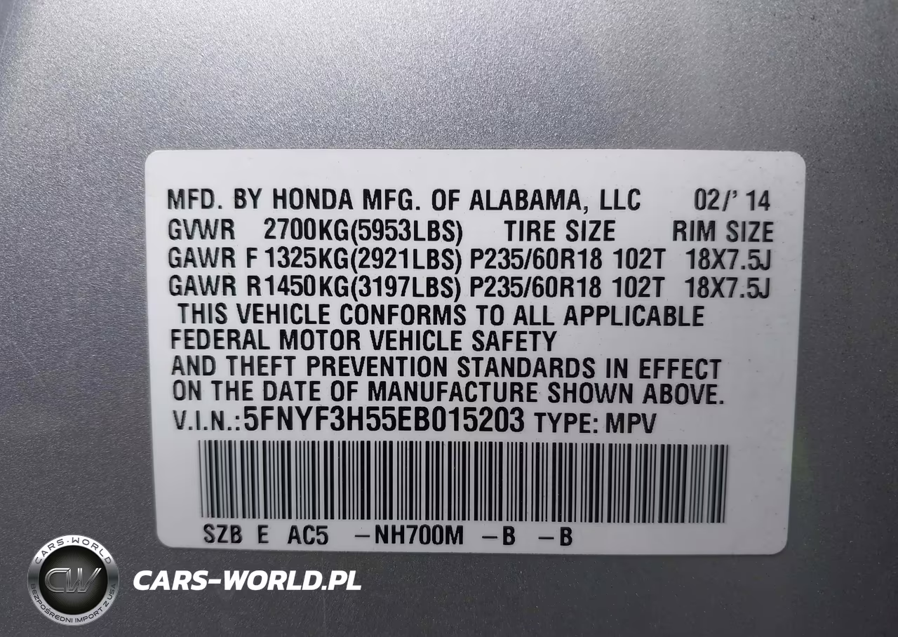 2014 Honda Pilot Ex-L VIN:5FNYF3H55EB015203 - 9