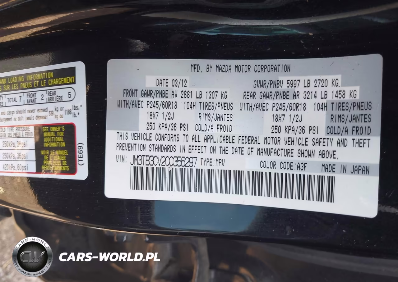 2012 Mazda Cx-9 Touring VIN:JM3TB3CV2C0356297 - 9