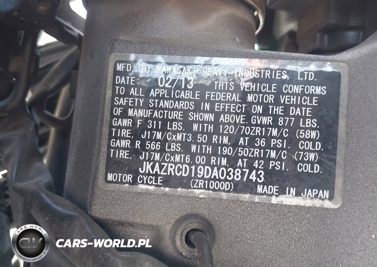 2013 Kawasaki Zr1000 D VIN:JKAZRCD19DA038743 - 10
