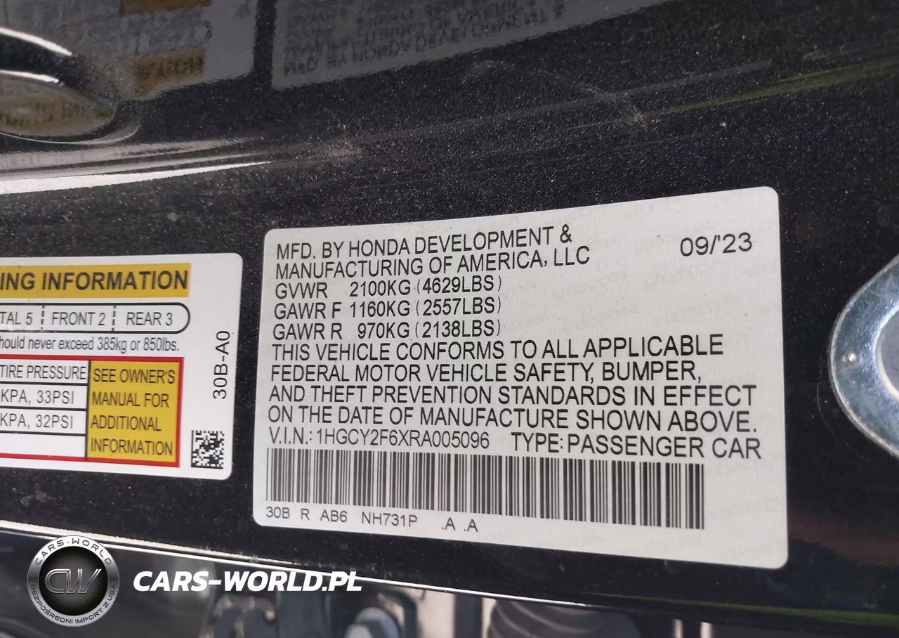 2024 Honda Accord Hybrid Ex-L VIN:1HGCY2F6XRA005096 - 9