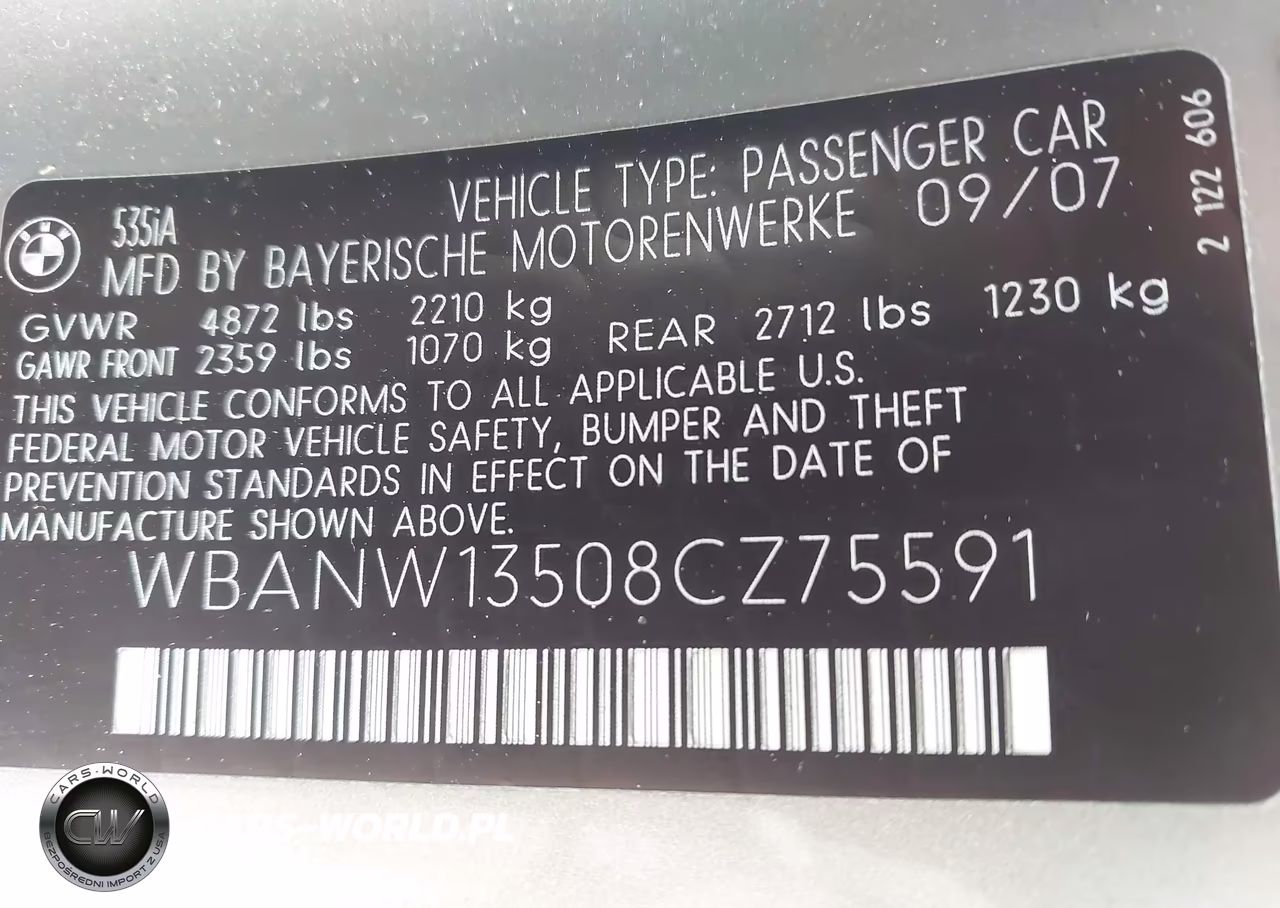 2008 BMW 535I VIN:WBANW13508CZ75591 - 9