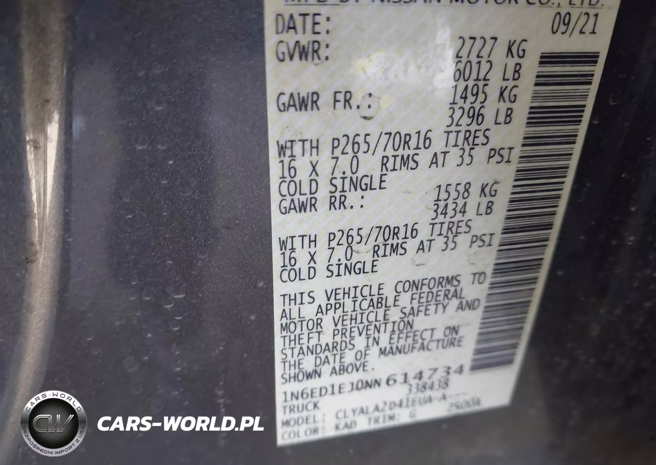 2022 Nissan Frontier S 4X2 VIN:1N6ED1EJ0NN614734 - 9