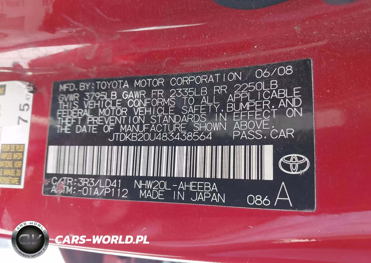 2008 Toyota Prius VIN:JTDKB20U483438564 - 9