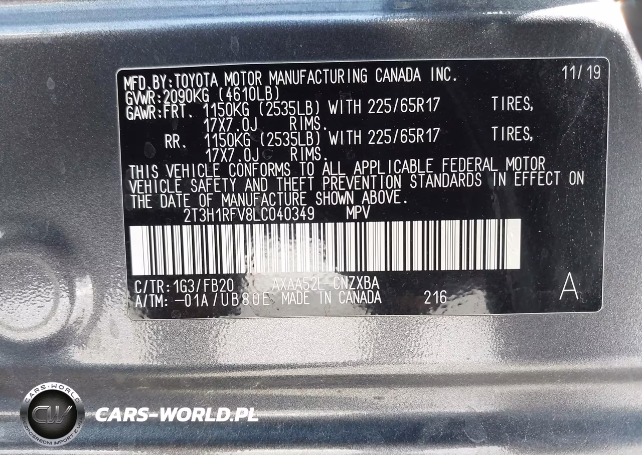 2020 Toyota Rav4 Le VIN:2T3H1RFV8LC040349 - 9