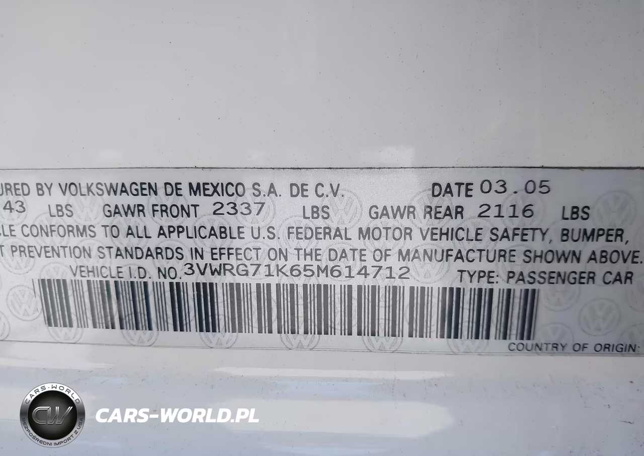 2005 Volkswagen Jetta 2.5 VIN:3VWRG71K65M614712 - 9