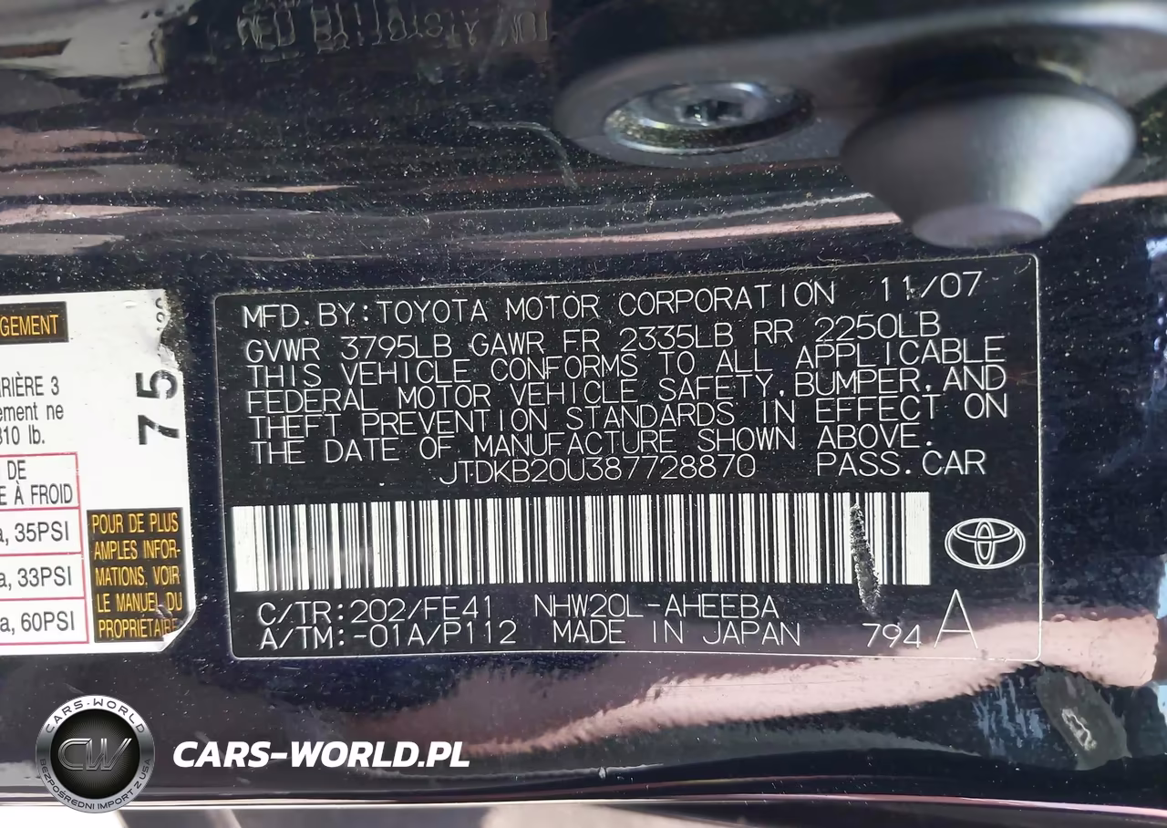 2008 Toyota Prius VIN:JTDKB20U387728870 - 9