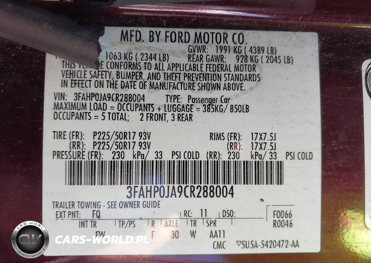 2012 Ford Fusion Sel VIN:3FAHP0JA9CR288004 - 9