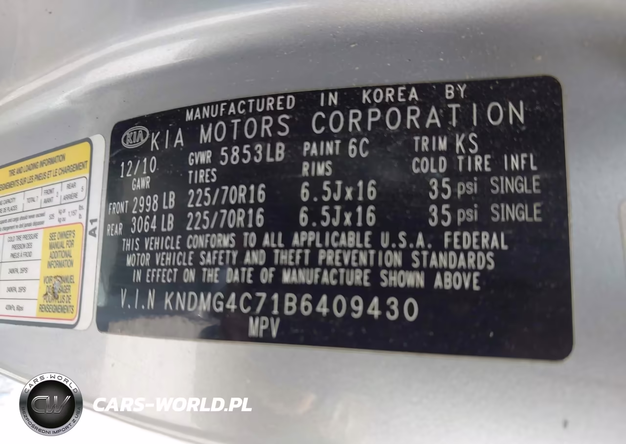 2011 Kia Sedona Lx VIN:KNDMG4C71B6409430 - 9