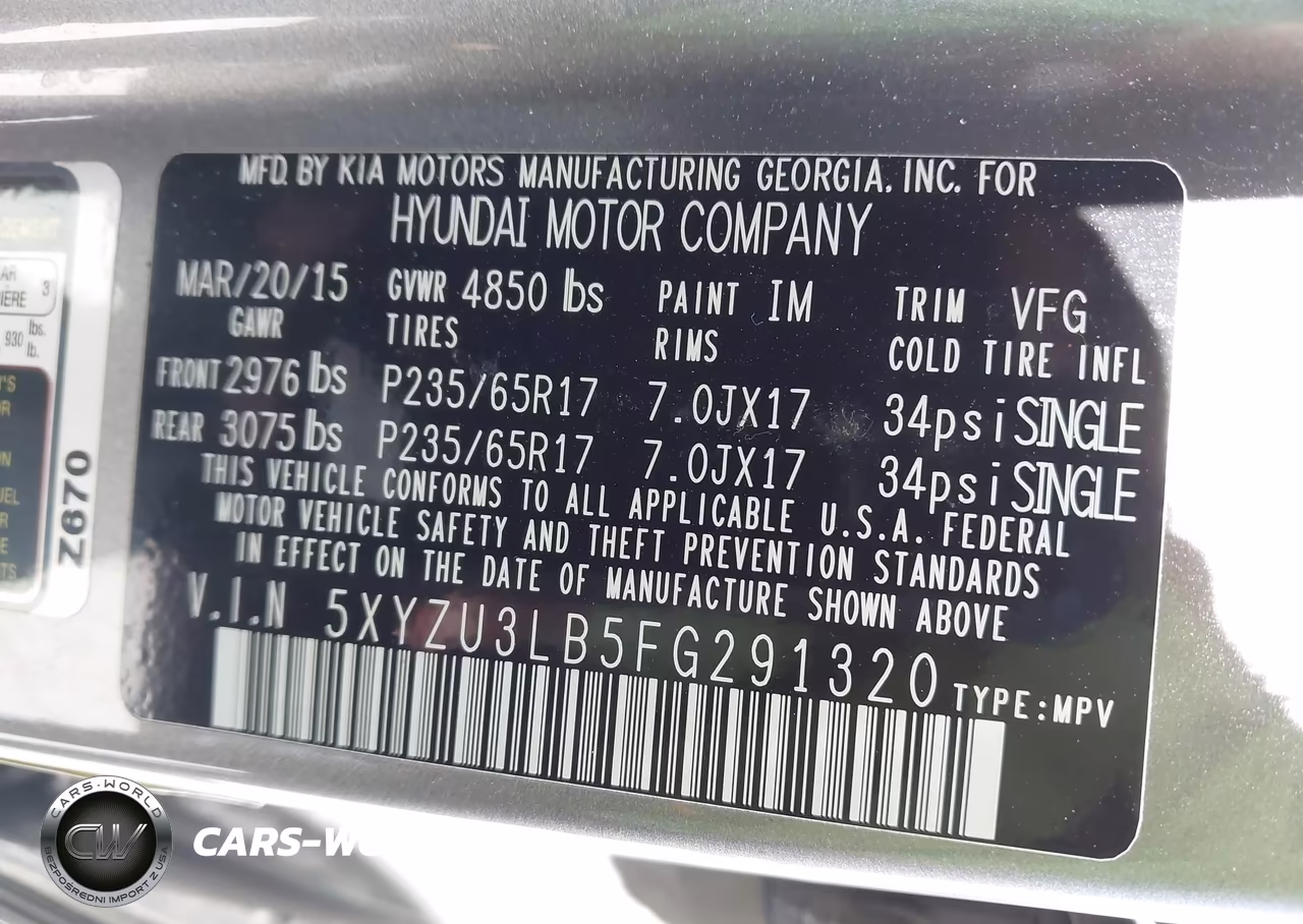 2015 Hyundai Santa Fe Sport 2.4L VIN:5XYZU3LB5FG291320 - 9