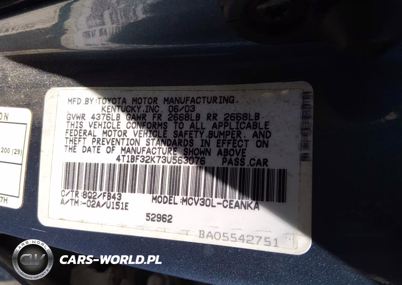 2003 Toyota Camry Le V6 VIN:4T1BF32K73U563076 - 9