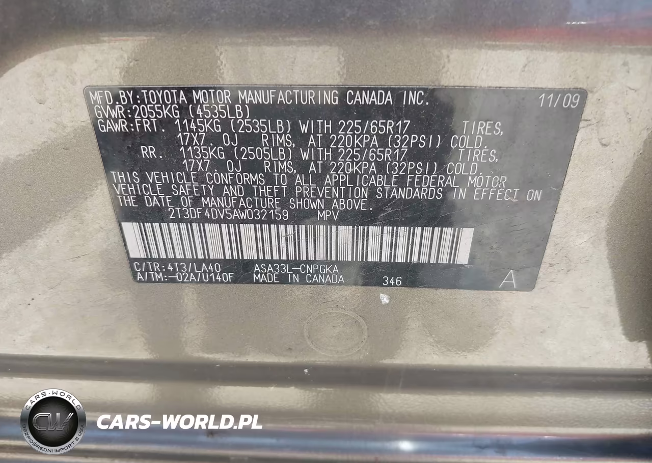 2010 Toyota Rav4 Limited VIN:2T3DF4DV5AW032159 - 9