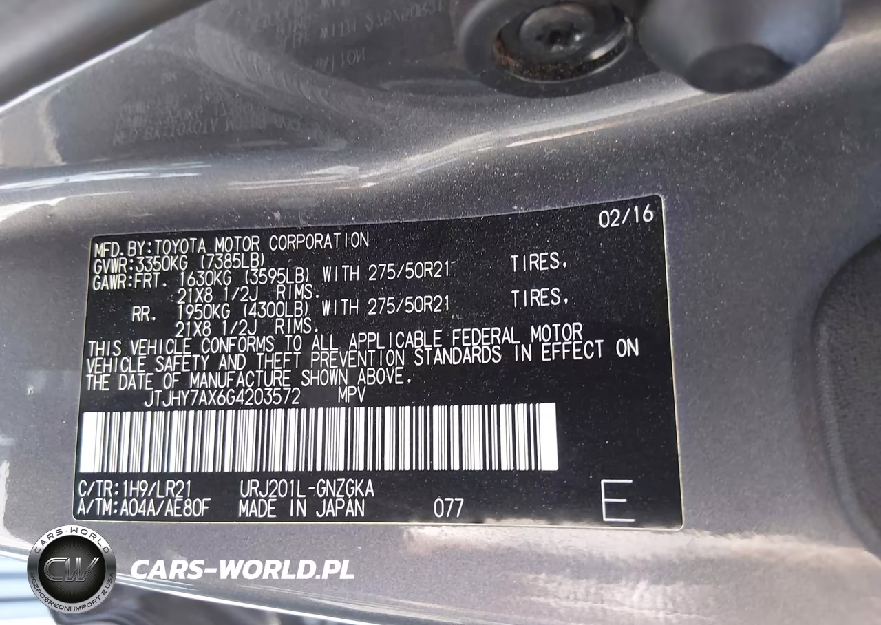 2016 Lexus Lx 570 VIN:JTJHY7AX6G4203572 - 9