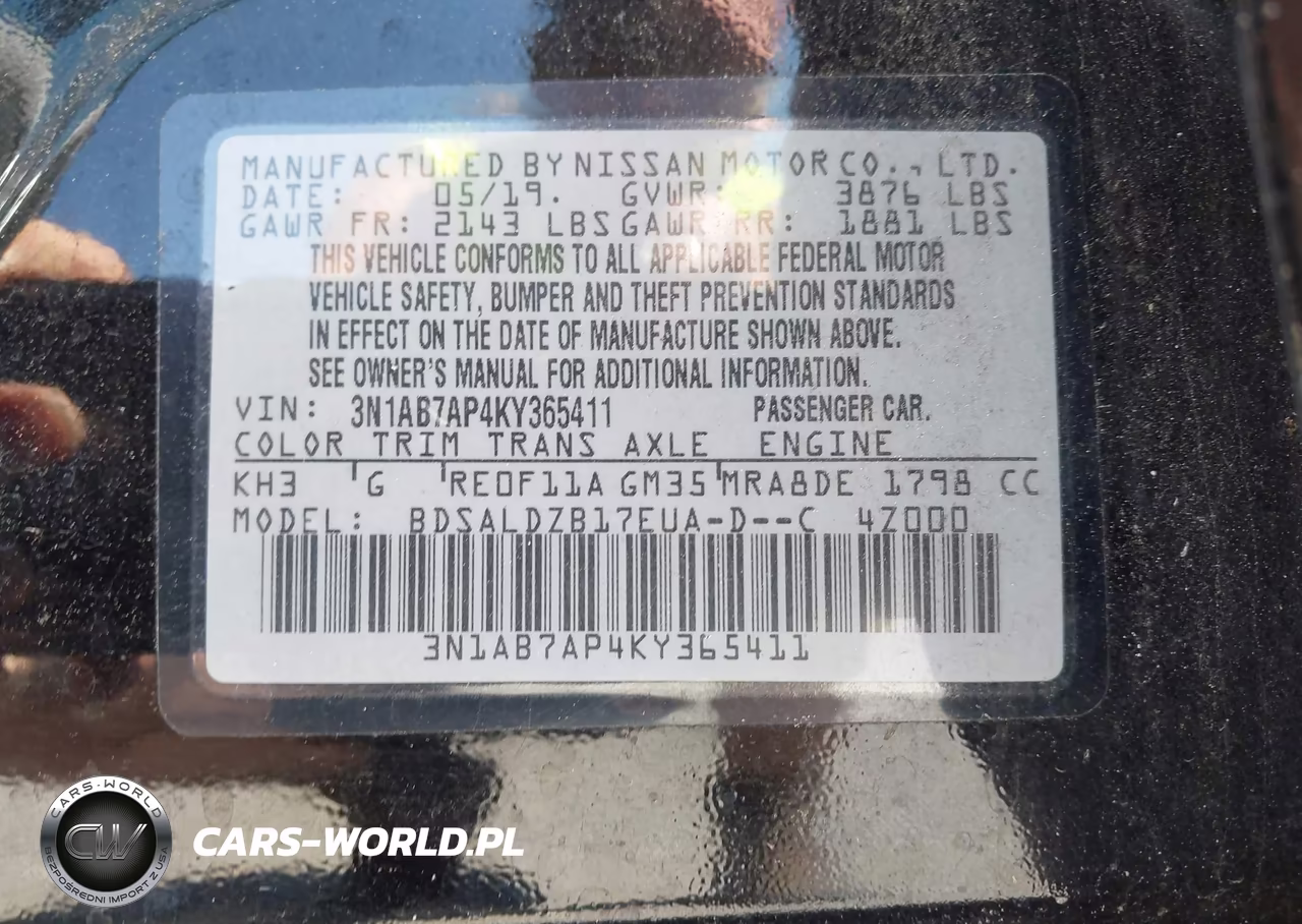 2019 Nissan Sentra Sv VIN:3N1AB7AP4KY365411 - 9