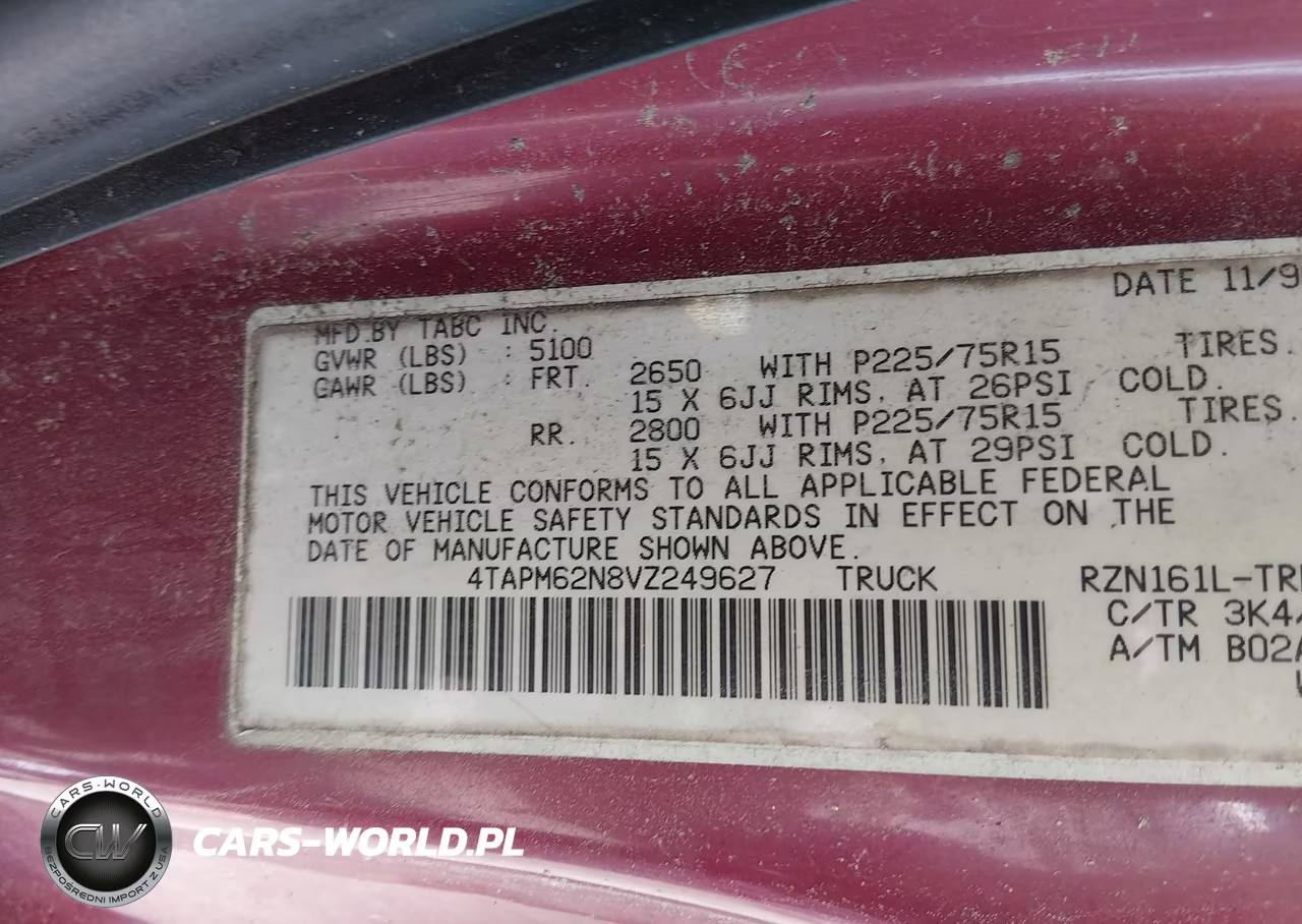 1997 Toyota Tacoma VIN:4TAPM62N8VZ249627 - 9
