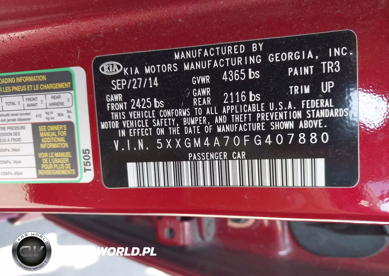 2015 Kia Optima Lx VIN:5XXGM4A70FG407880 - 9