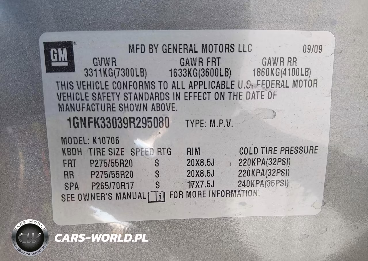 2009 Chevrolet Tahoe Ltz VIN:1GNFK33039R295080 - 9