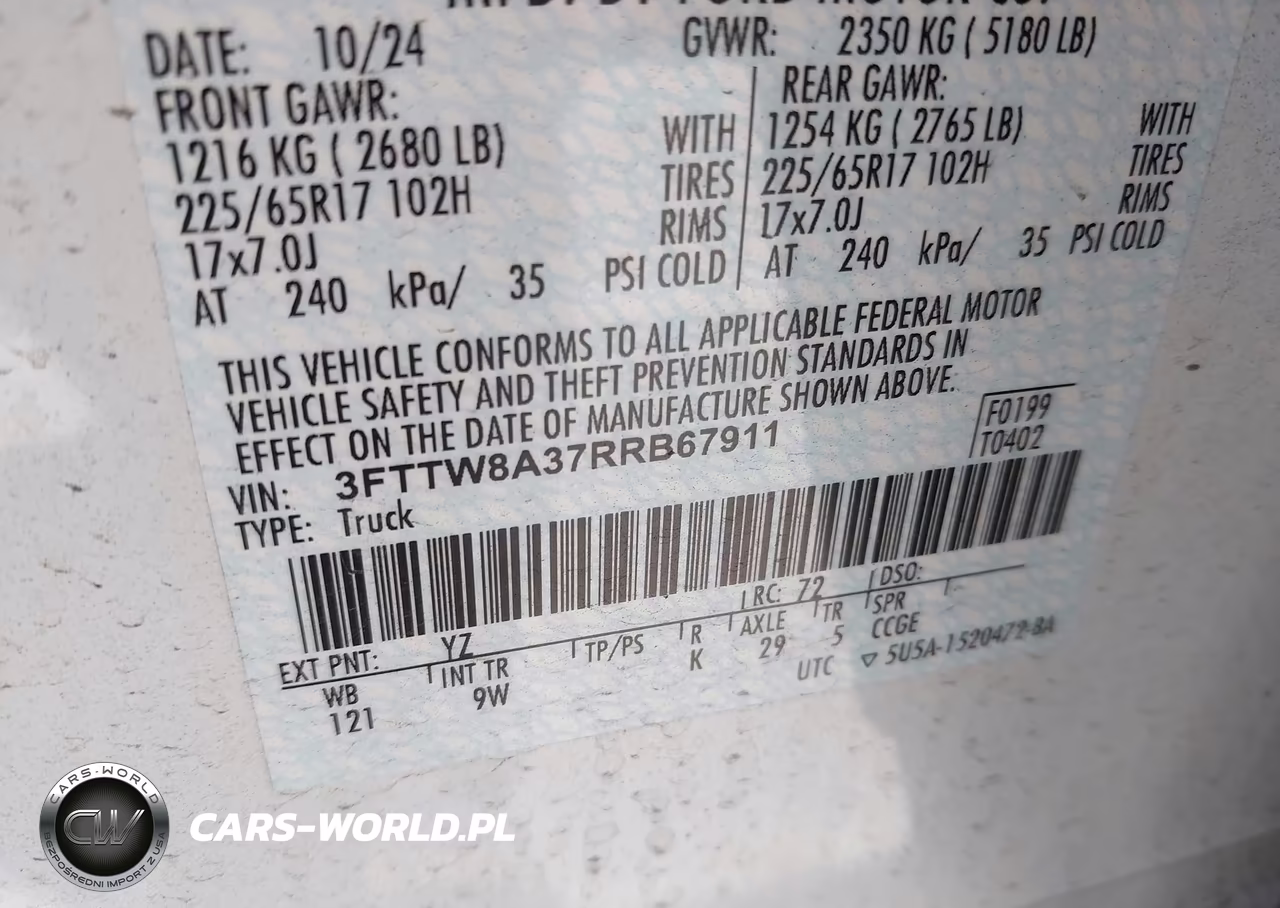 2024 Ford Maverick Xl VIN:3FTTW8A37RRB67911 - 9