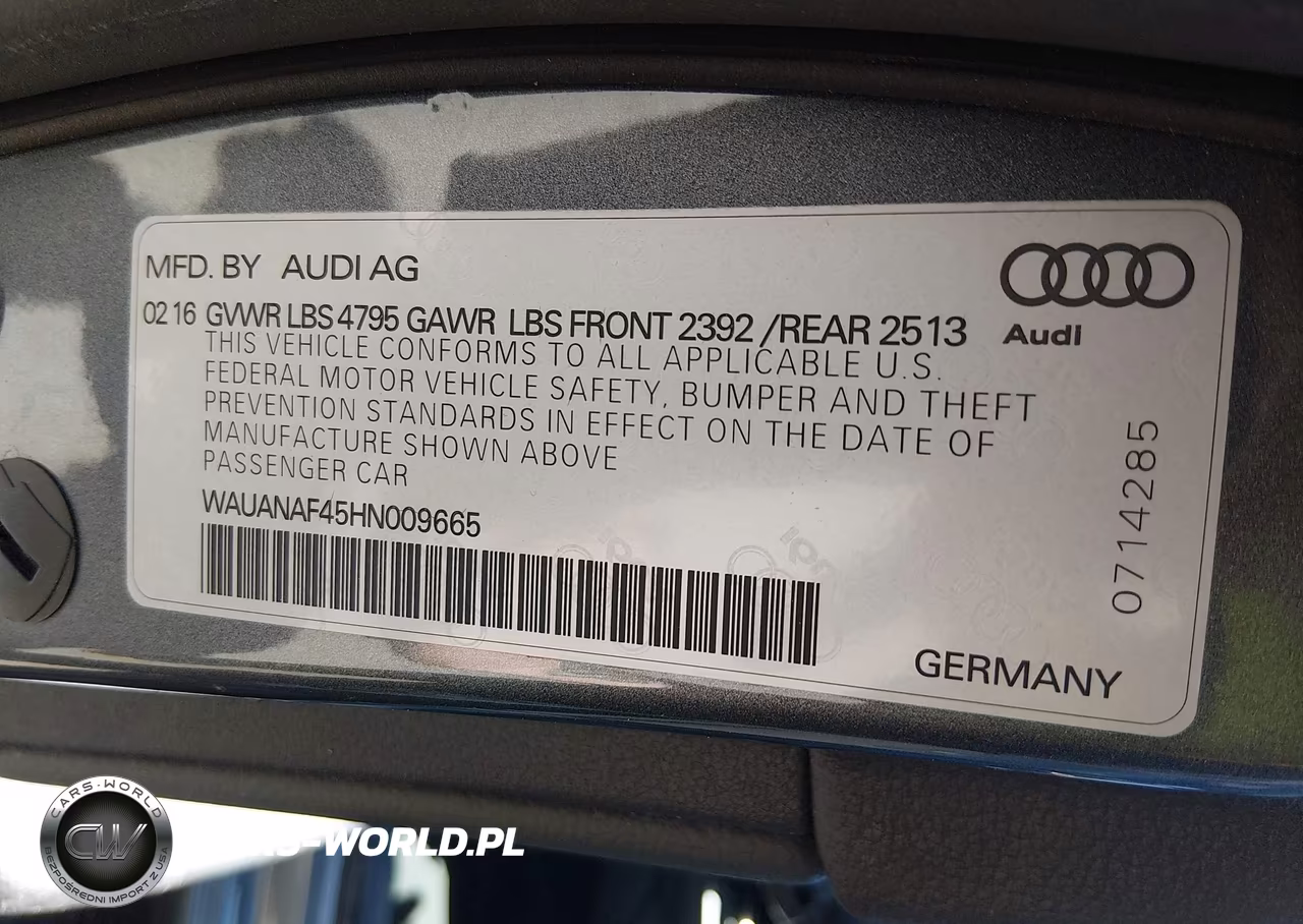 2017 Audi A4 Premium VIN:WAUANAF45HN009665 - 9