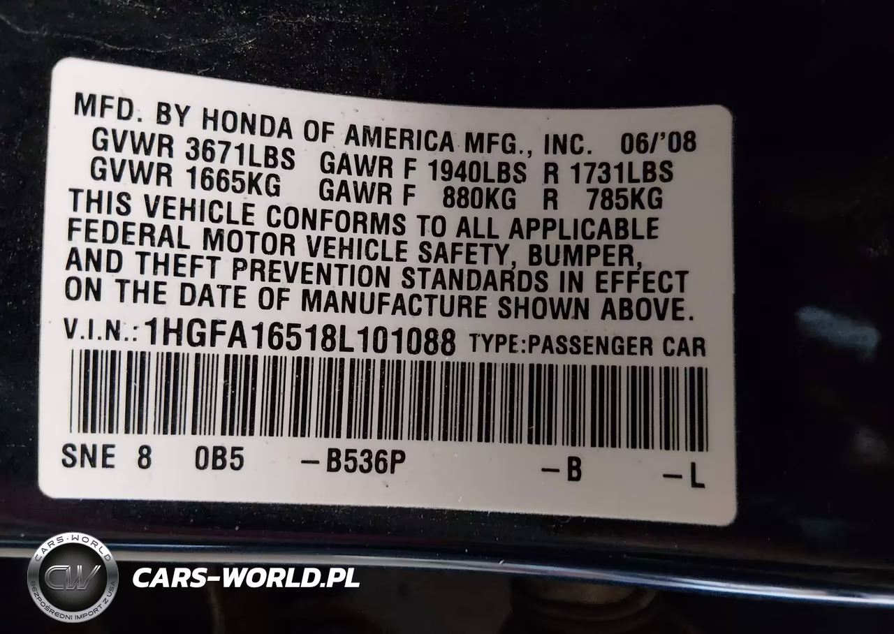 2008 Honda Civic Lx VIN:1HGFA16518L101088 - 9