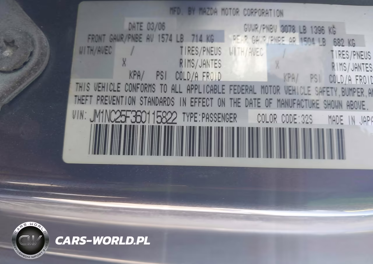 2006 Mazda Mx-5 Touring VIN:JM1NC25F360115822 - 9
