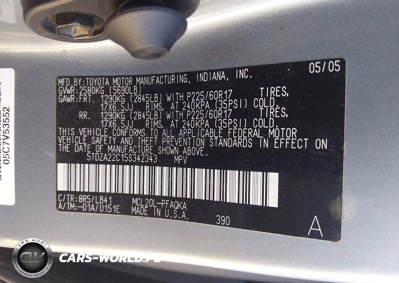 2005 Toyota Sienna Xle Limited VIN:5TDZA22C15S342343 - 9