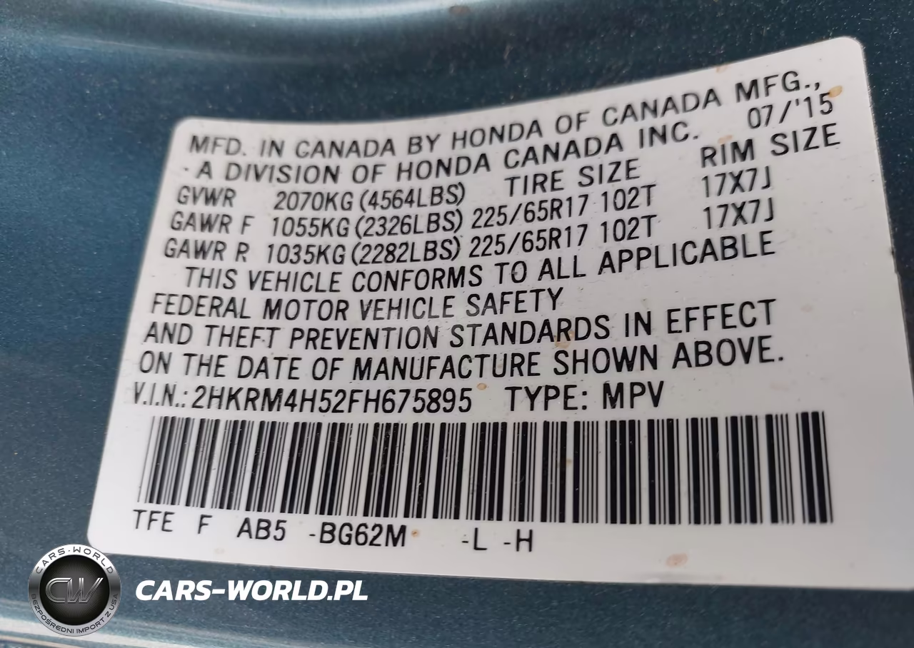2015 Honda Cr-V Ex VIN:2HKRM4H52FH675895 - 9