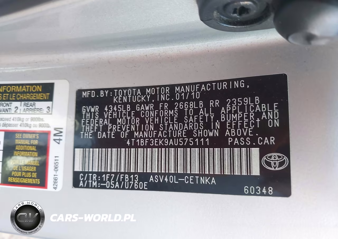 2010 Toyota Camry Le VIN:4T1BF3EK9AU575111 - 9