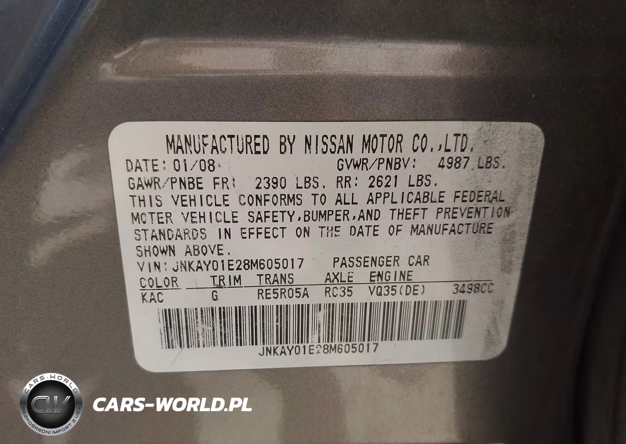 2008 Infiniti M35 VIN:JNKAY01E28M605017 - 9