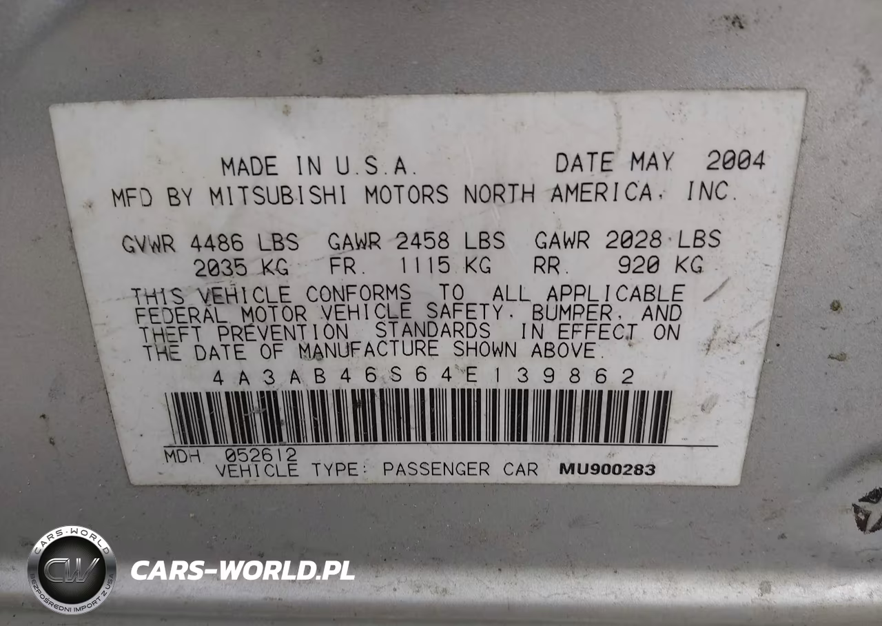 2004 Mitsubishi Galant Ls VIN:4A3AB46S64E139862 - 9