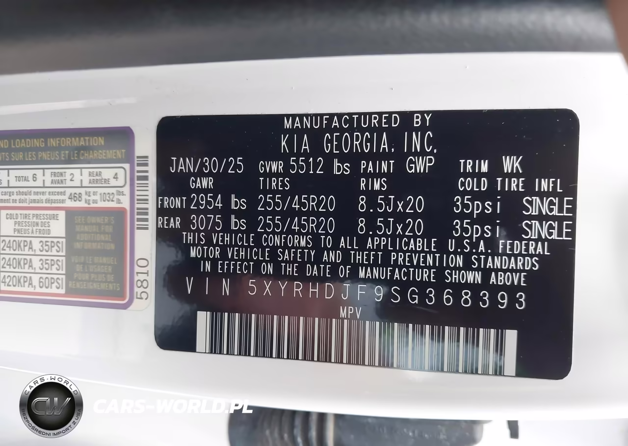 2025 Kia Sorento X-Line Ex VIN:5XYRHDJF9SG368393 - 9