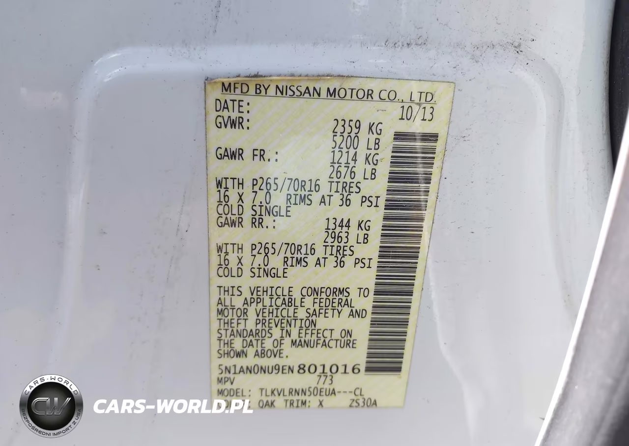 2014 NISSAN XTERRA X VIN:5N1AN0NU9EN801016 - 9