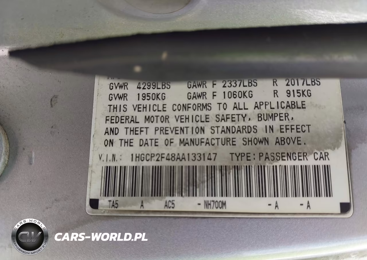 2010 Honda Accord 2.4 Lx-P VIN:1HGCP2F48AA133147 - 7