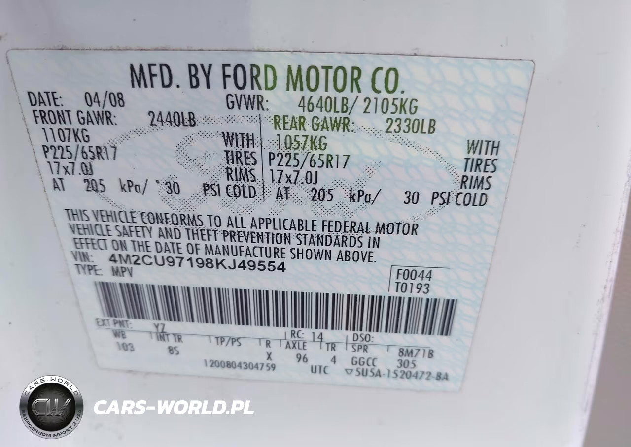 2008 Mercury Mariner Premier VIN:4M2CU97198KJ49554 - 9
