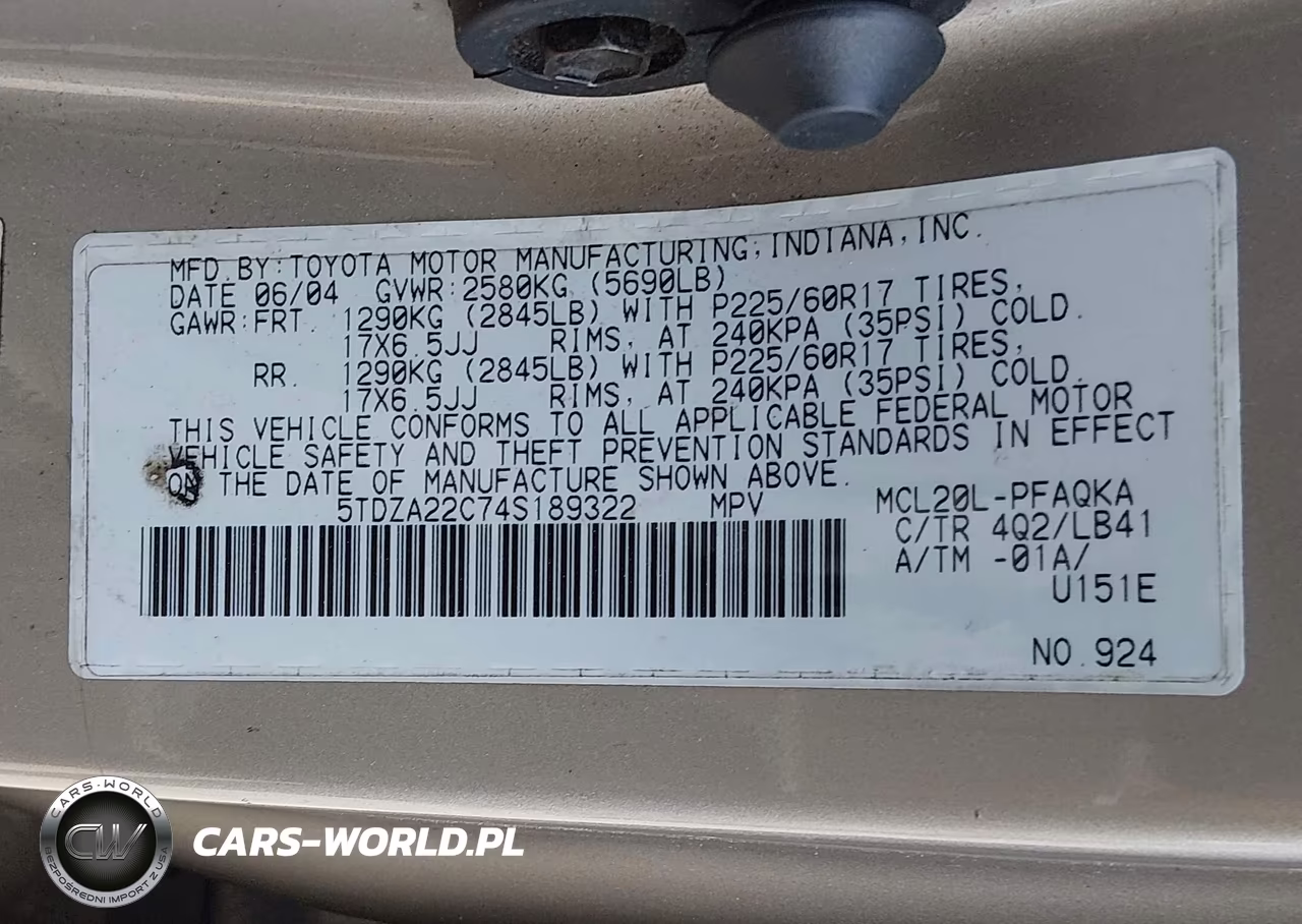 2004 Toyota Sienna Xle Limited VIN:5TDZA22C74S189322 - 9