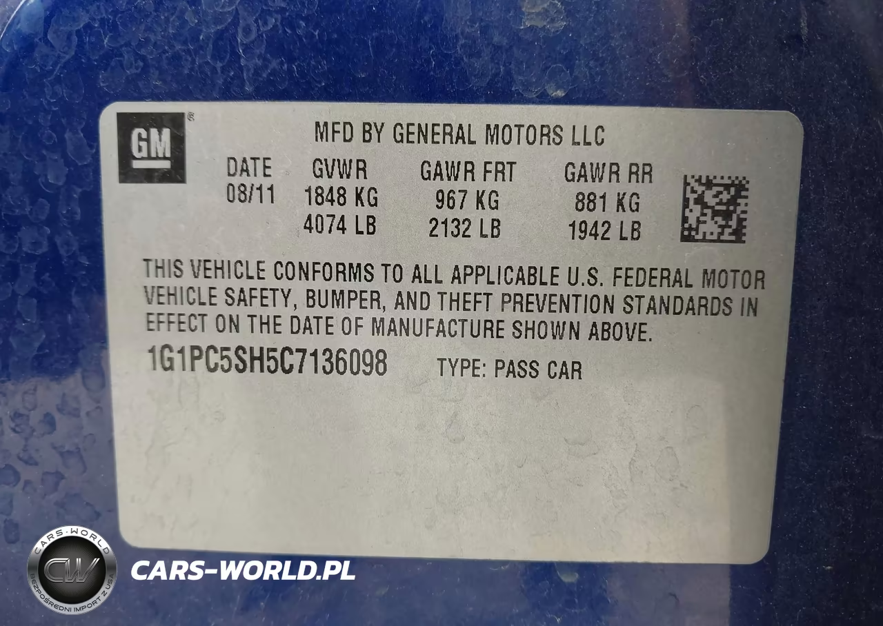 2012 Chevrolet Cruze Ls VIN:1G1PC5SH5C7136098 - 9