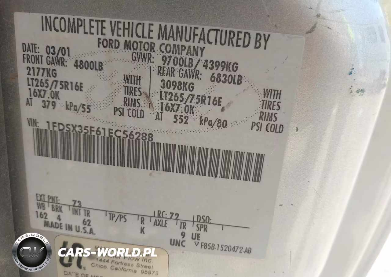 2001 Ford F-350 VIN:1FDSX35F61EC56288 - 8