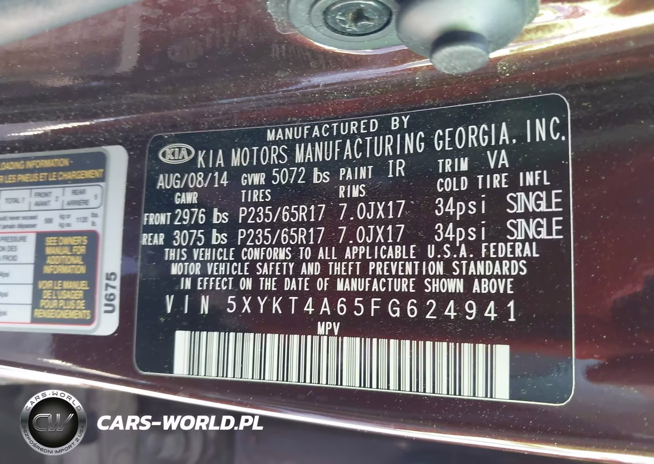 2015 Kia Sorento Lx VIN:5XYKT4A65FG624941 - 9