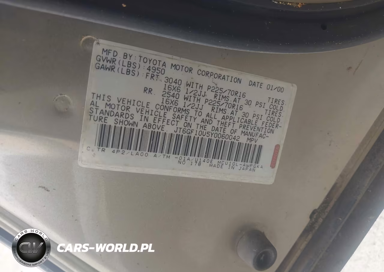 2000 Lexus Rx 300 VIN:JT6GF10U5Y0060042 - 9