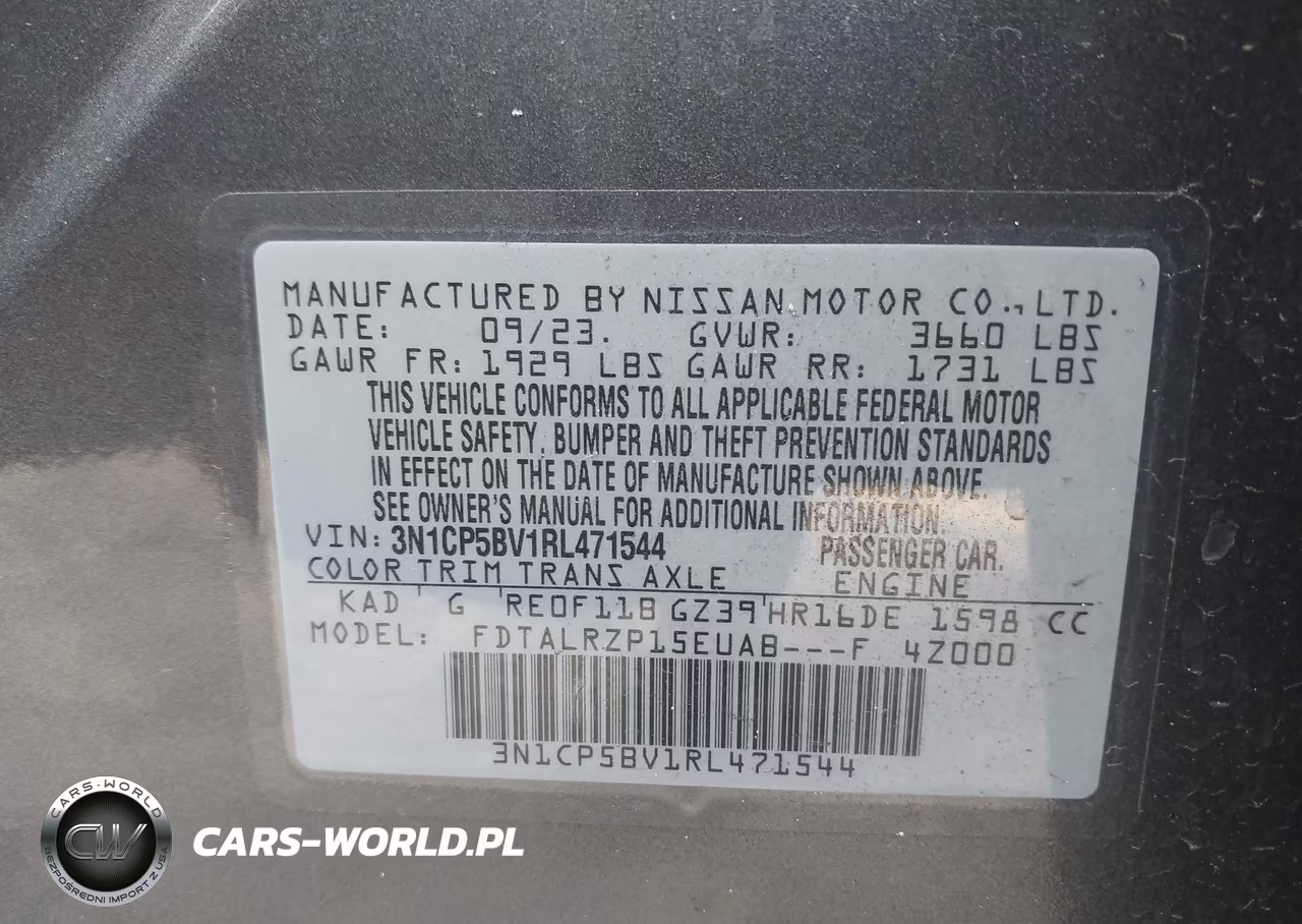 2024 Nissan Kicks S Xtronic Cvt VIN:3N1CP5BV1RL471544 - 9