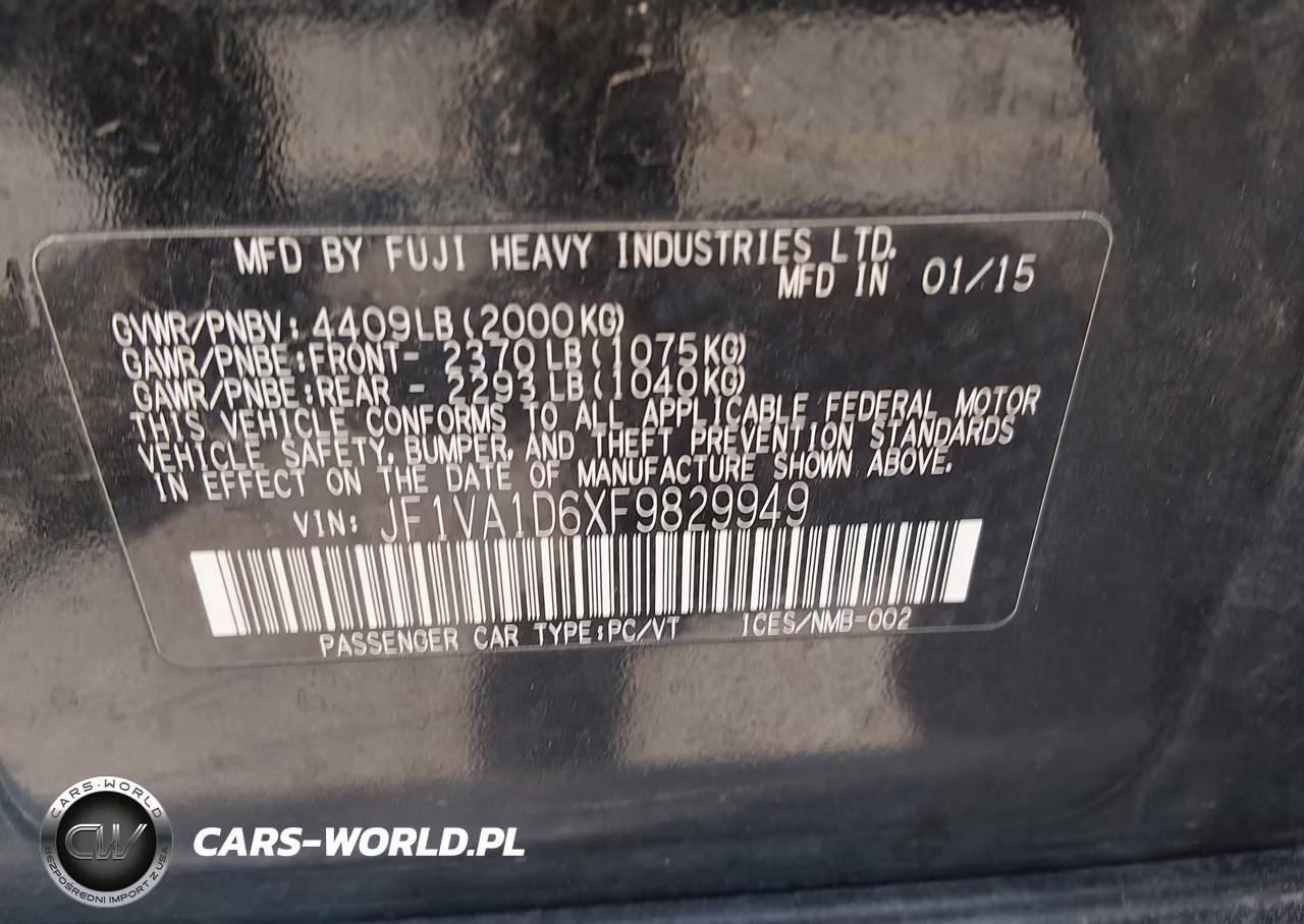 2015 Subaru Wrx Premium VIN:JF1VA1D6XF9829949 - 9