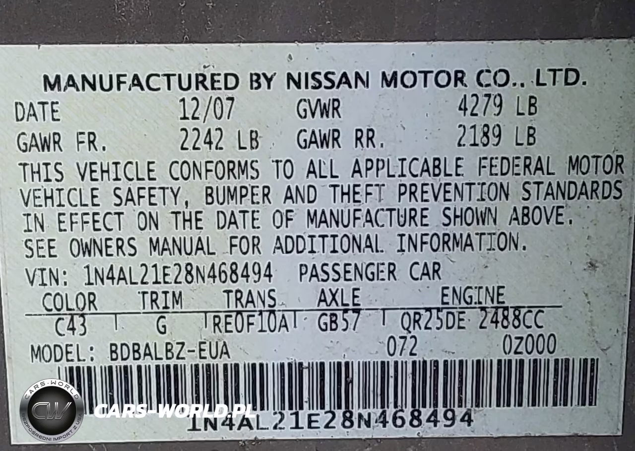 2008 Nissan Altima 2.5 S VIN:1N4AL21E28N468494 - 9
