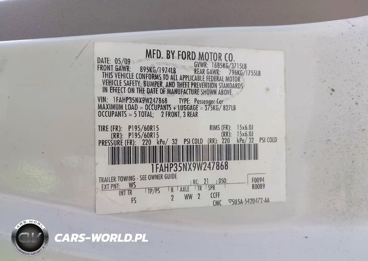 2009 Ford Focus Se VIN:1FAHP35NX9W247868 - 9