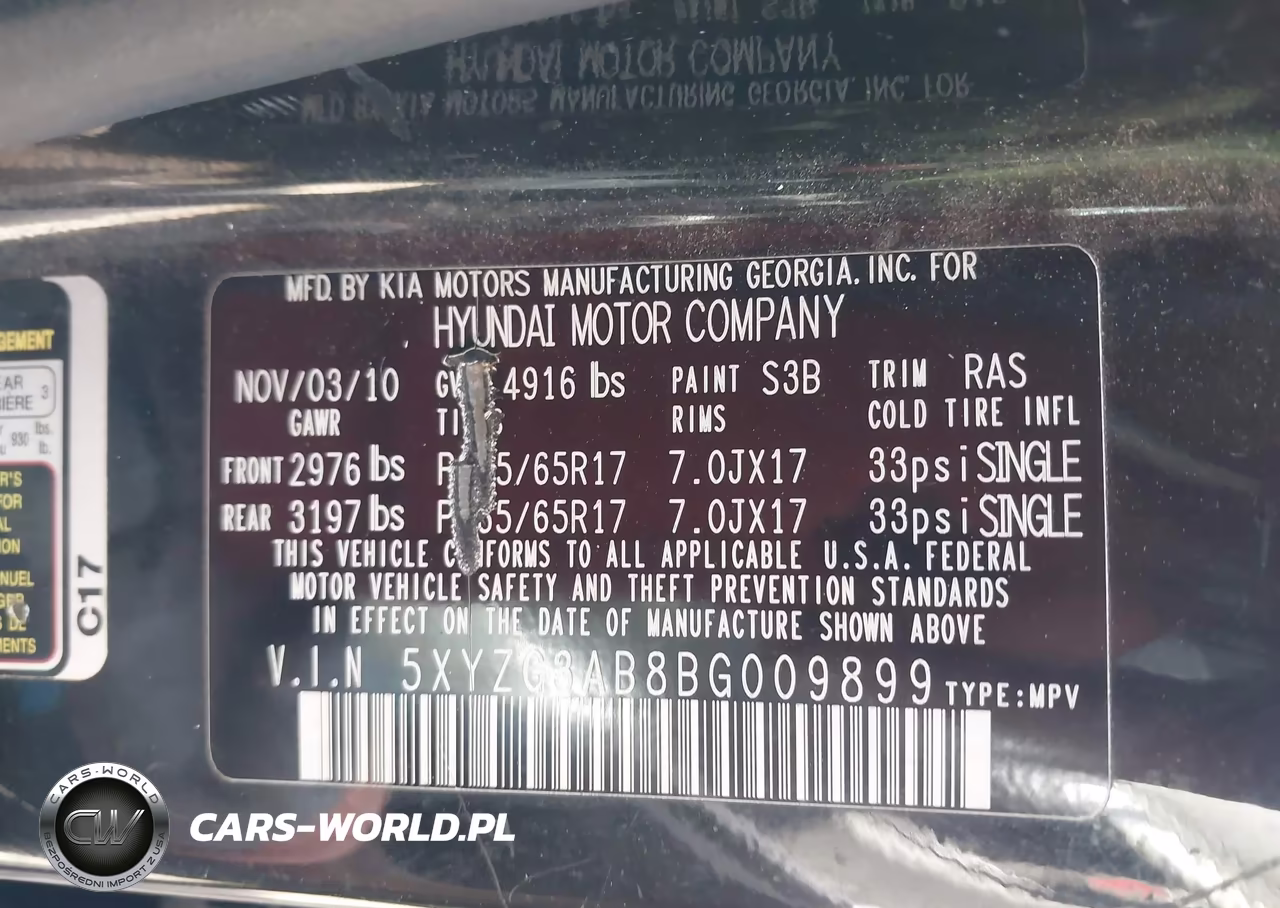 2011 Hyundai Santa Fe Gls VIN:5XYZG3AB8BG009899 - 9