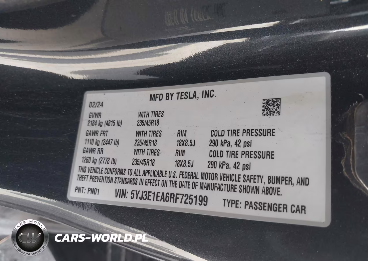 2024 Tesla Model 3 Long Range Dual Motor All-Wheel Drive-Rear-Wheel Drive VIN:5YJ3E1EA6RF725199 - 9