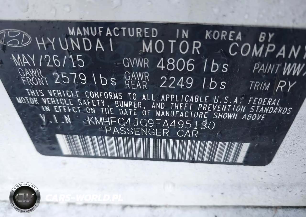 2015 Hyundai Azera VIN:KMHFG4JG9FA495130 - 9