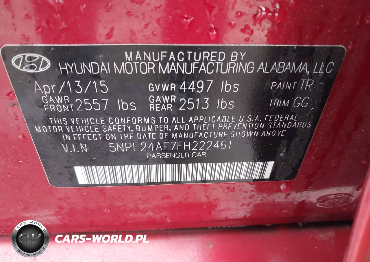 2015 Hyundai Sonata Se VIN:5NPE24AF7FH222461 - 9